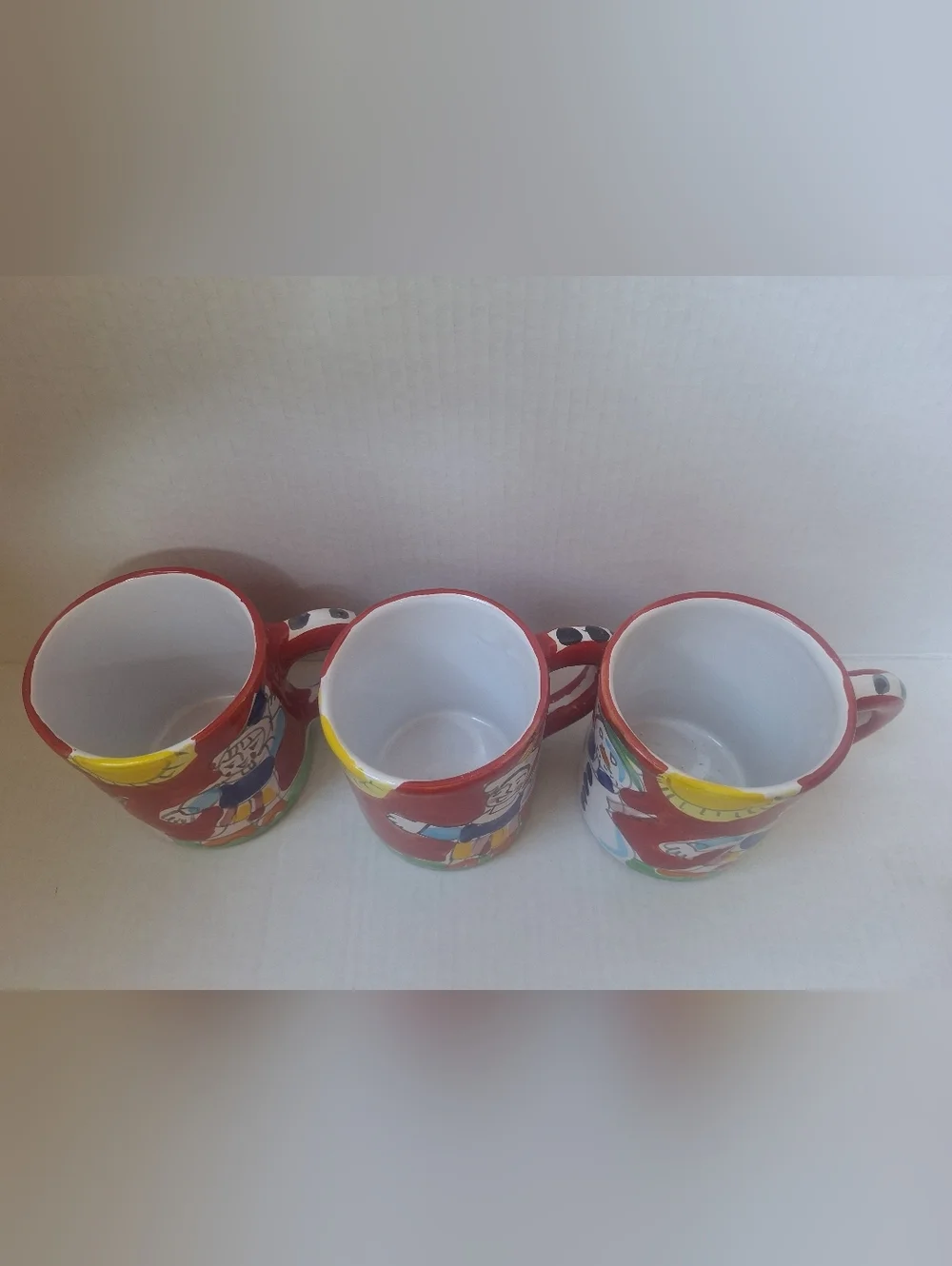 La Musa Ceramiche Christmas Coffee Mugs Hand Painted Holiday Colorful Lot Of 3 - Picture 4 of 6